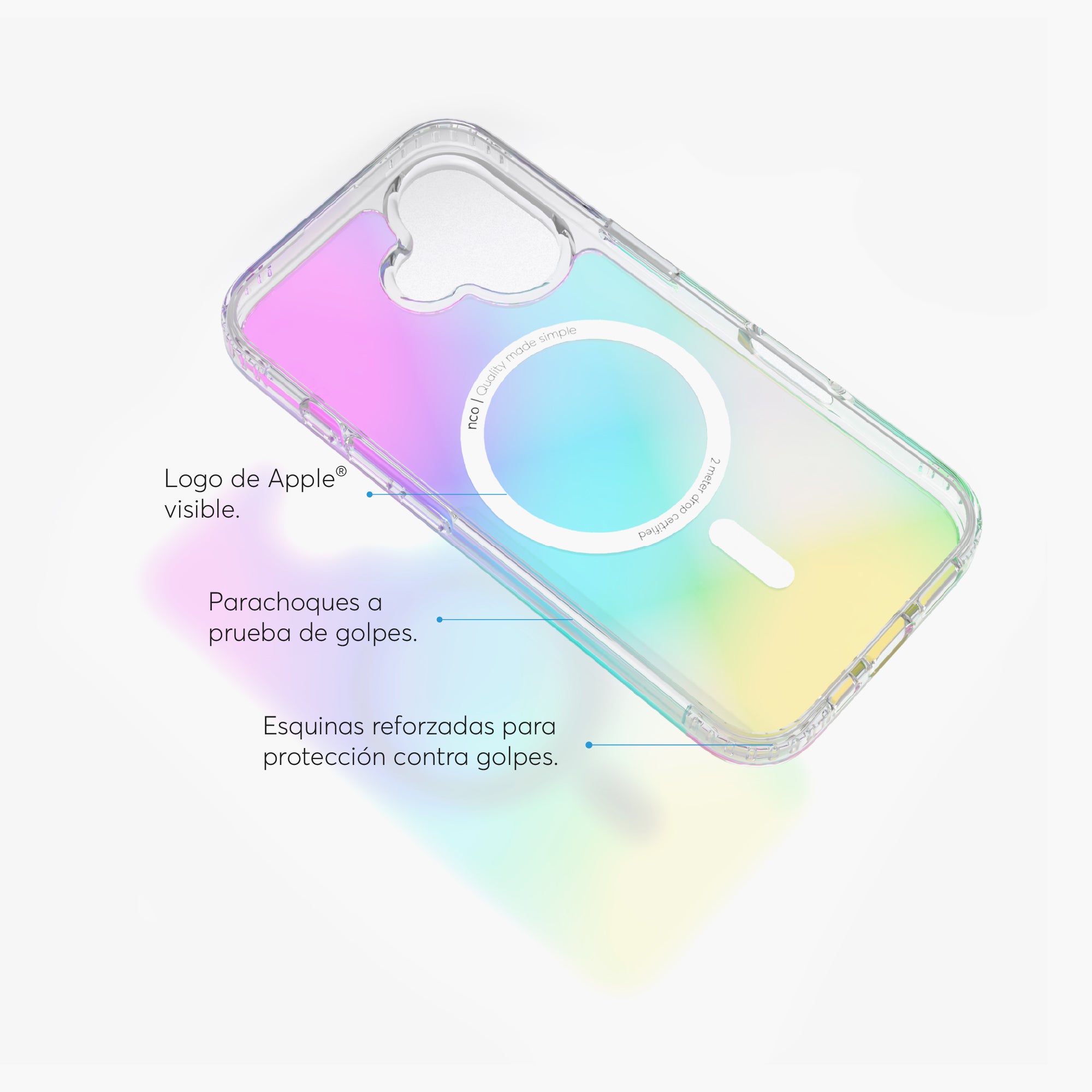SafeCase Clear Rainbow con MagSafe para iPhone 16