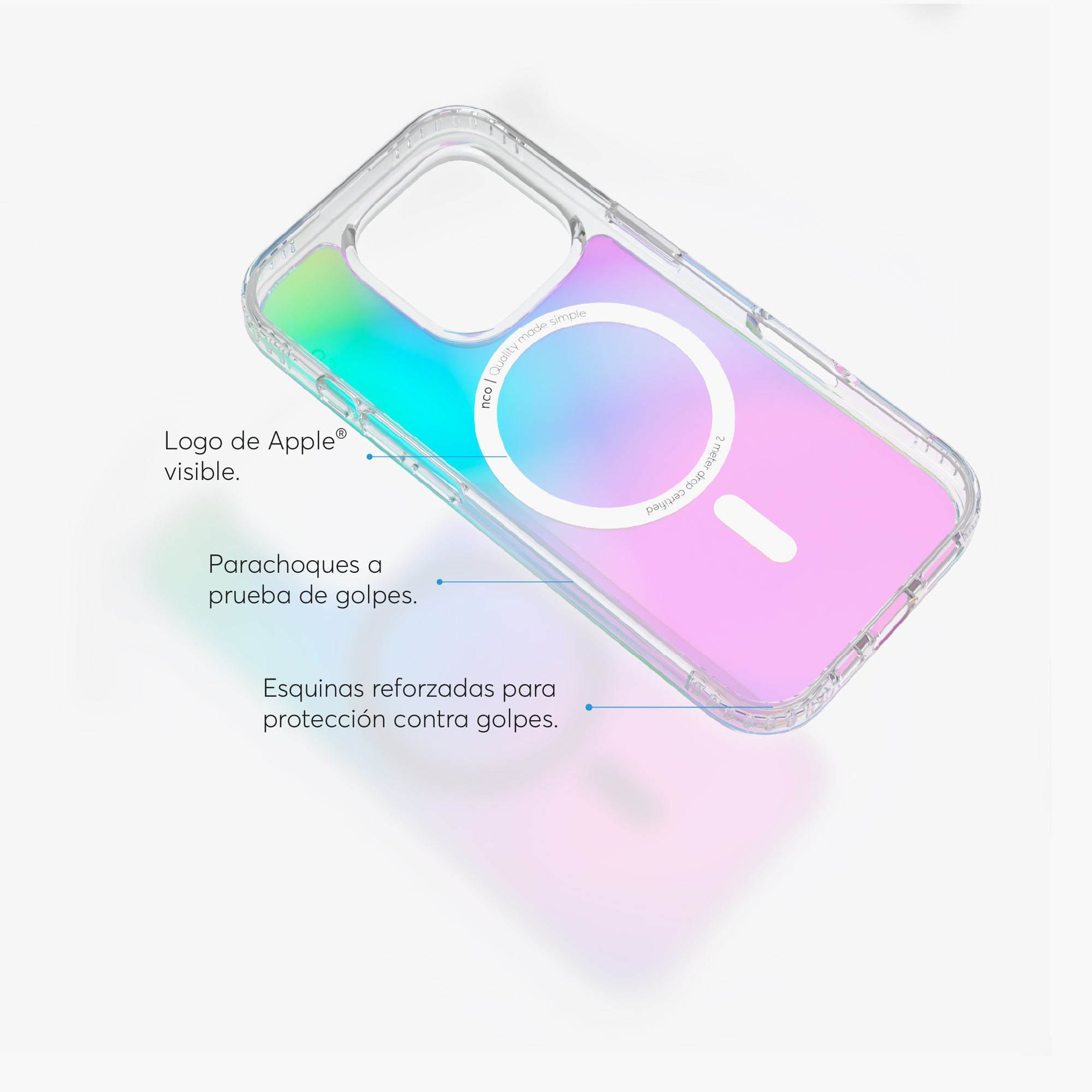 SafeCase Clear Rainbow con MagSafe para iPhone 16