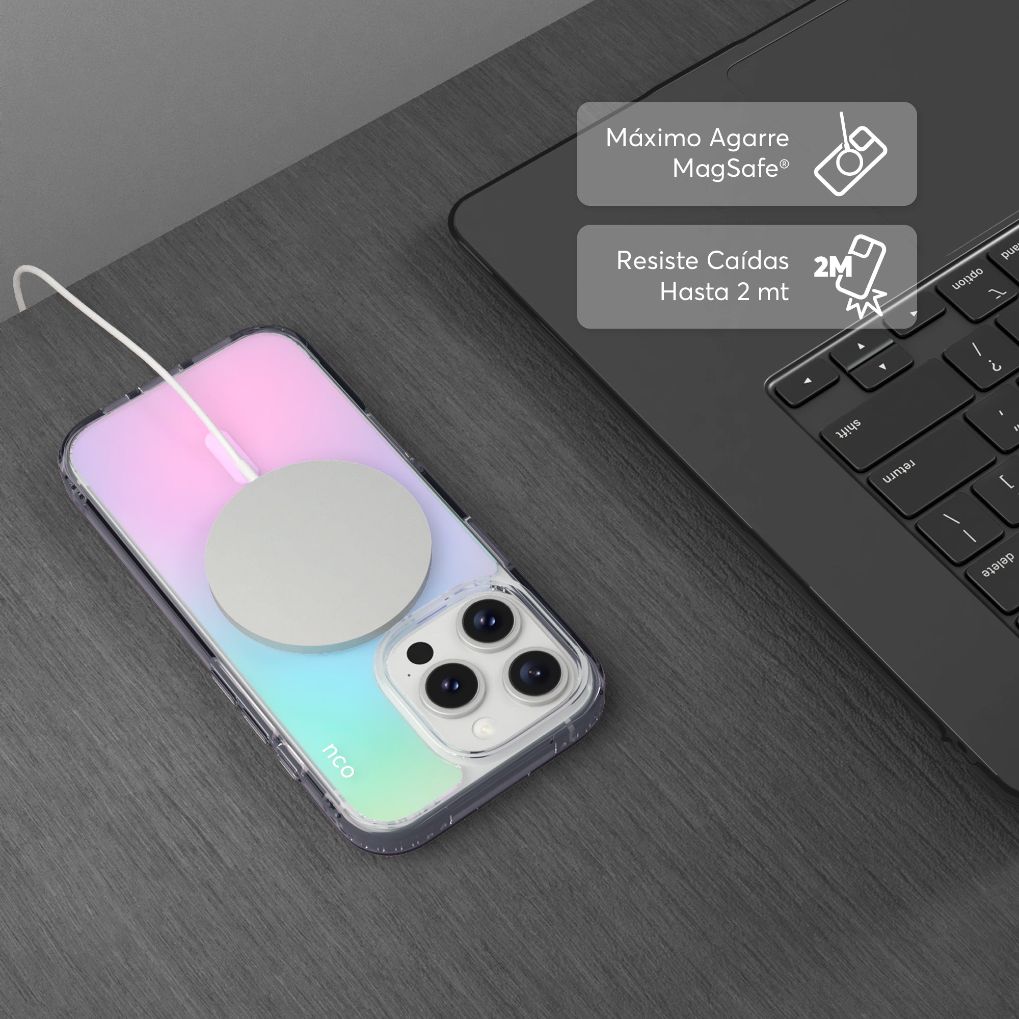 SafeCase Clear Rainbow con MagSafe para iPhone 16