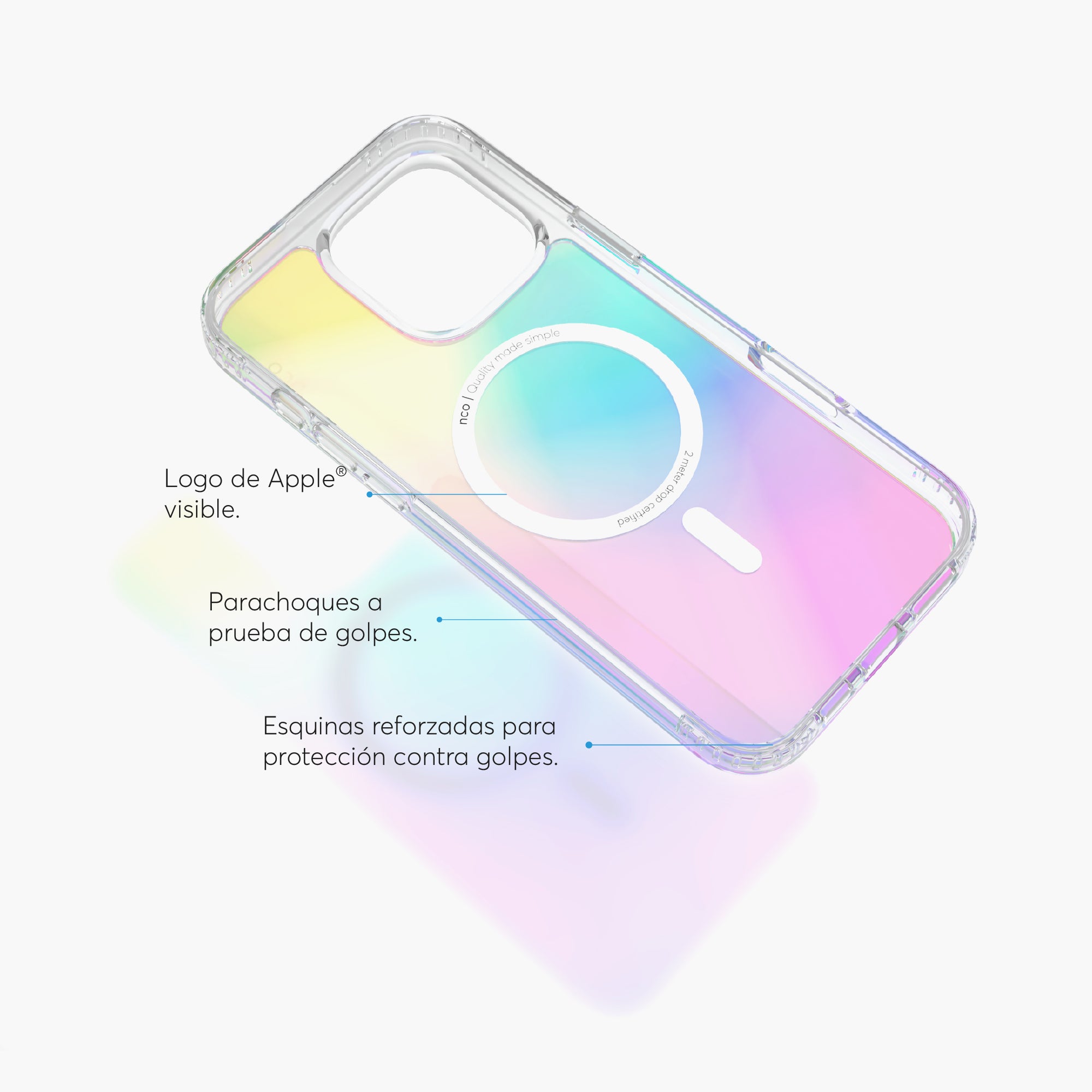 SafeCase Clear Rainbow con MagSafe para iPhone 16