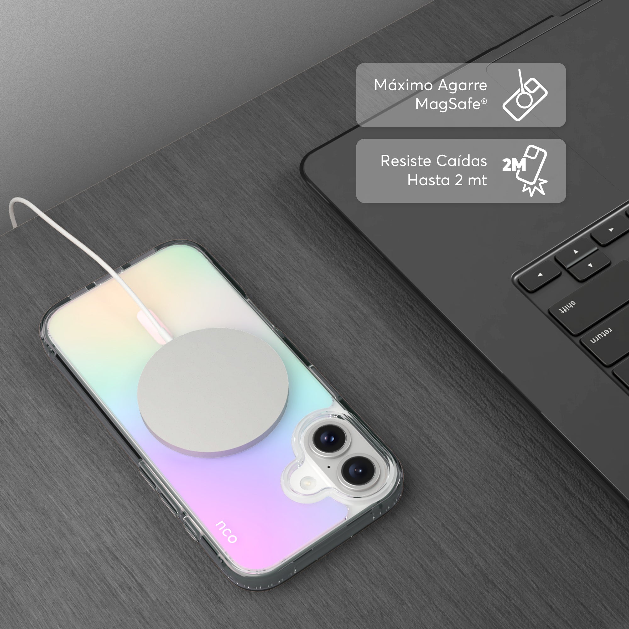 SafeCase Clear Rainbow con MagSafe para iPhone 16