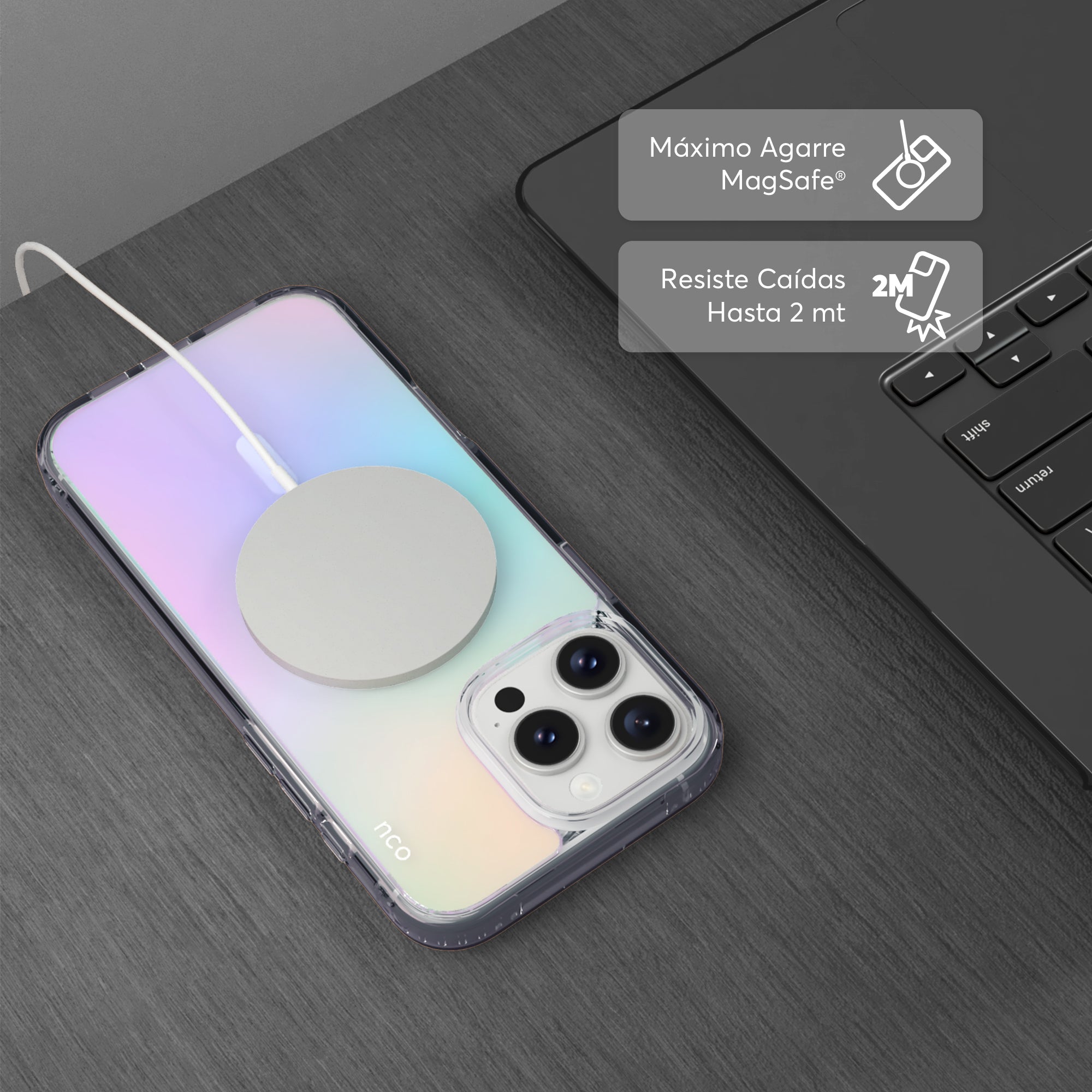 SafeCase Clear Rainbow con MagSafe para iPhone 16